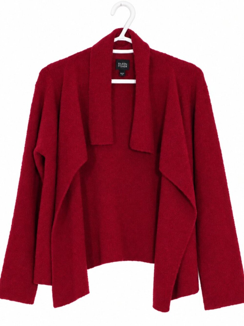 EILEEN FISHER Lagenlook Fall Fashion Red Wool Blend Open Cardigan Size M